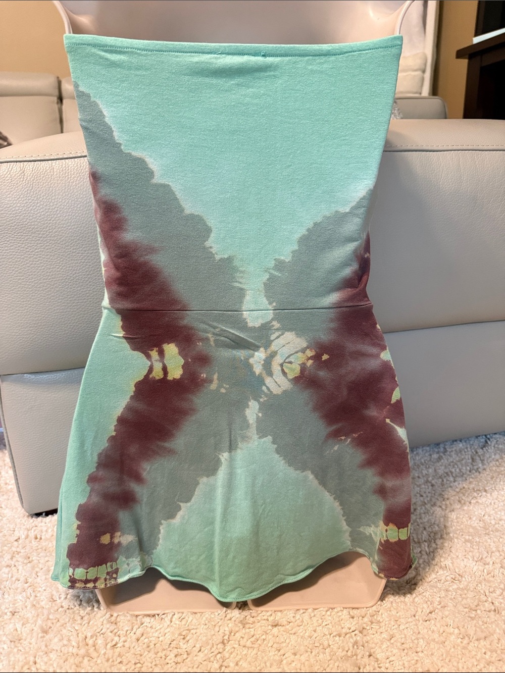 Sky Strapless Braided Tie-Dye Mint green Maroon cream medium v neck - Picture 5 of 5